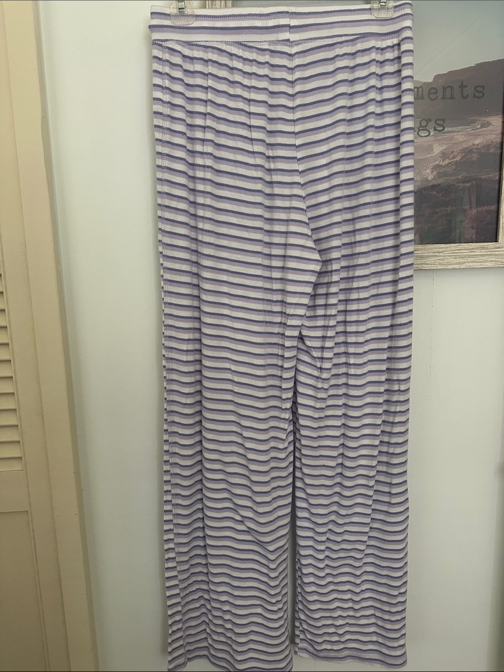 Size Small Cotton On Body Lavender & White Striped Wide-Leg Pants - Picture 4 of 4